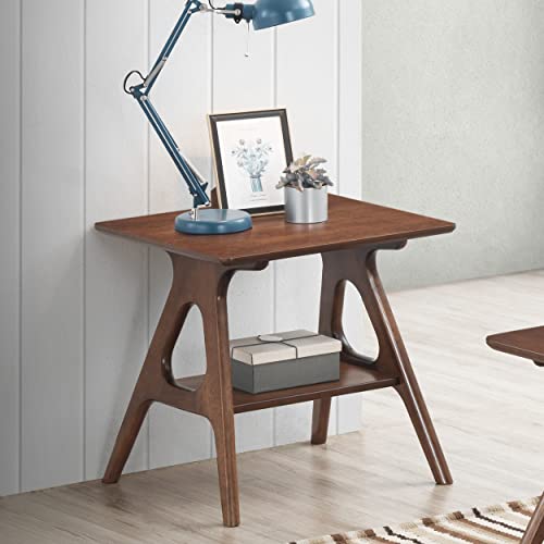Roundhill Furniture Arona Mid-Century Modern Wood Shelf End Table, Walnut Finish by Roundhill Furniture - Image 4