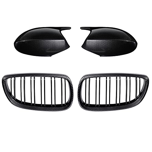 Astra Depot Glossy Black Carbon Fiber Kidney Grille Dual Slats