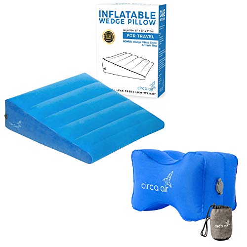 Circa Air Inflatable Wedge Pillow & Knee Pillow Bundle - Travel Wedge Pillow & Leg Positioner Pillow. Light & Portable #TOP19