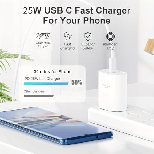 Image of Samsung Original 25W GaN PD 3.0 Type C SuperFast Charger Adapter Compatible with Samsung Galaxy S25|M06|F06|M16| F16|M05|M35|F05|S10+|A9+, USB C Quick Power Adaptor (25W White)
