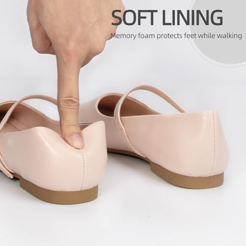Image of Women's Mary Jane Shoes, Ballet Flats for Women, Square Toe Shoes for Women | Comfortable Dressy Adjustable Buckle Strap for Work Office business Casual, Memory Foam PU Sole Slip Resistant Wedding Party
