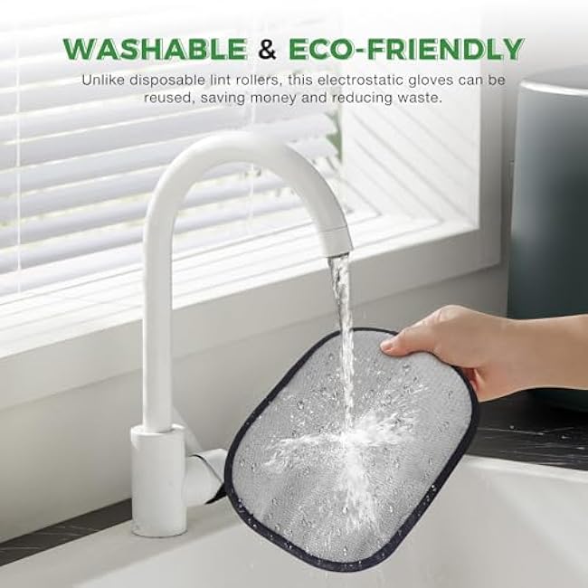 Pet Hair Removal Glove, Reusable Electrostatic Cats Dogs Hair Remover Gloves, Pet Hair Fur Remover Tool Mitt, Pet Hair Cleaning Glove for Furniture Bed Clothes Carpet Car Seat, 1 Piece-32xYdVnv