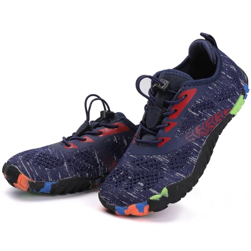 DimaiGlobal Calzado Descalzos Niñas Niños Zapatillas de Trail Running Barefoot Secado Rápido Zapatos de Agua Transpirable Antideslizante para Playa 35EU Azul-3