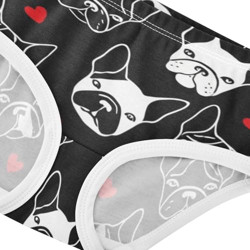 Cotton Toddler Underwear Custom Frenchie Faces Black Panties for Girl Personalized Briefs Girls Undies 2t4