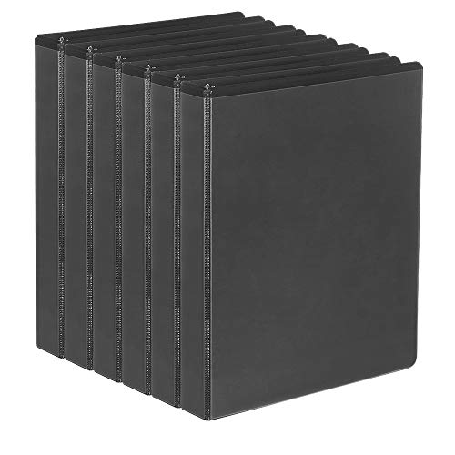 Comix Durable 3-Ring Binder with 1-inch D-Shaped Rings can Hold up to 225 Sheets of Paper, 6 Pack (A2133 Black)