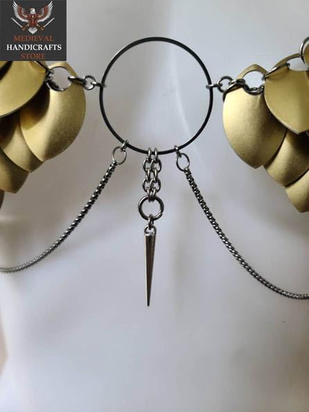 Medieval HANDICRAFTS Store Stylish Scale Mail Armor Bra – Women’s Sexy Wearable Bra Piece for Events Gold
