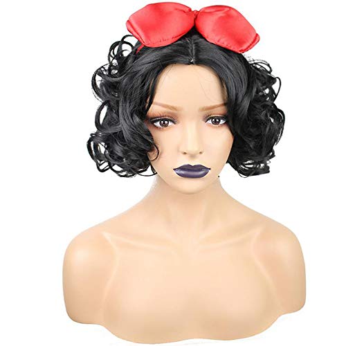 Perruque noire courte frisée volumineuse pour déguisement manga et univers anime