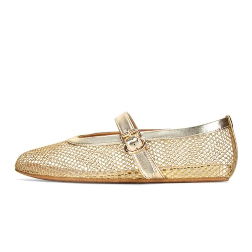 Image of MICIFA Women's Mesh Ballet Flats Fishnet Ballerina Flats Buckle Strap Mary Jane Causal Daily Dress Shoes