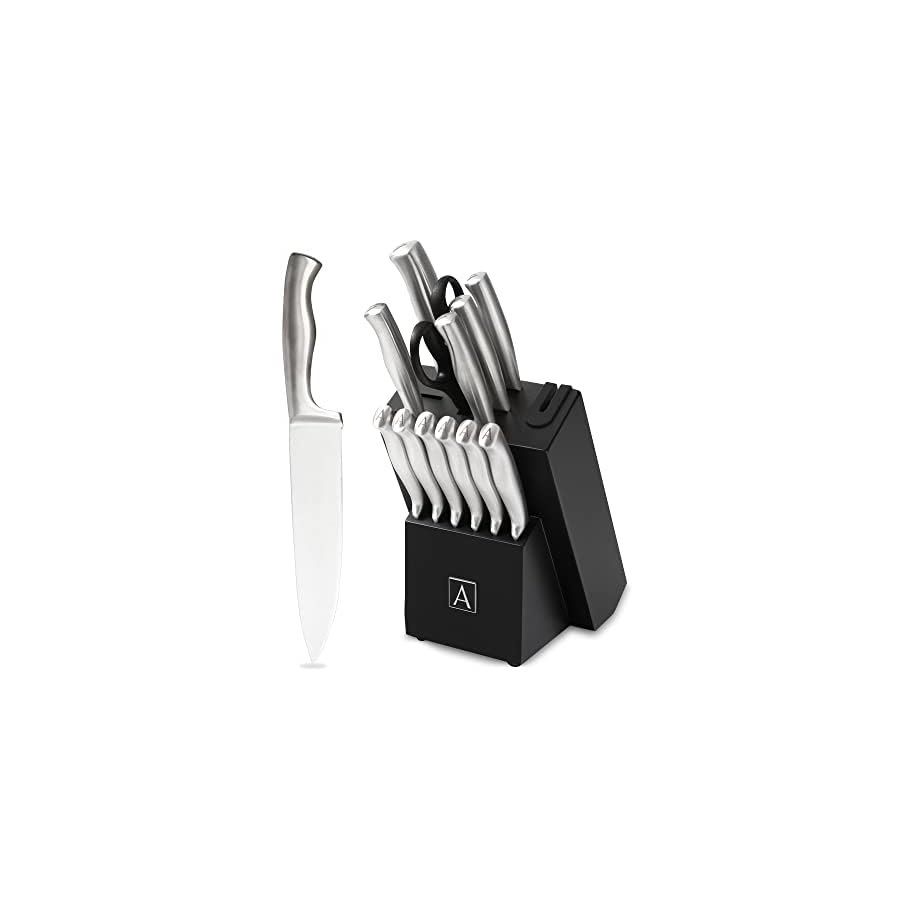 Amantecasa-Premium-14-Piece-Knife-Block-Set-Stainless-Steel-Knives-Forged-Carbon-Steel-Sharpener-Dishwasher-Safe Amantecasa Premium 14 Piece Knife Block Set Carbon Forged German Stainless Steel Knives - Sharpener Dishwasher Safe