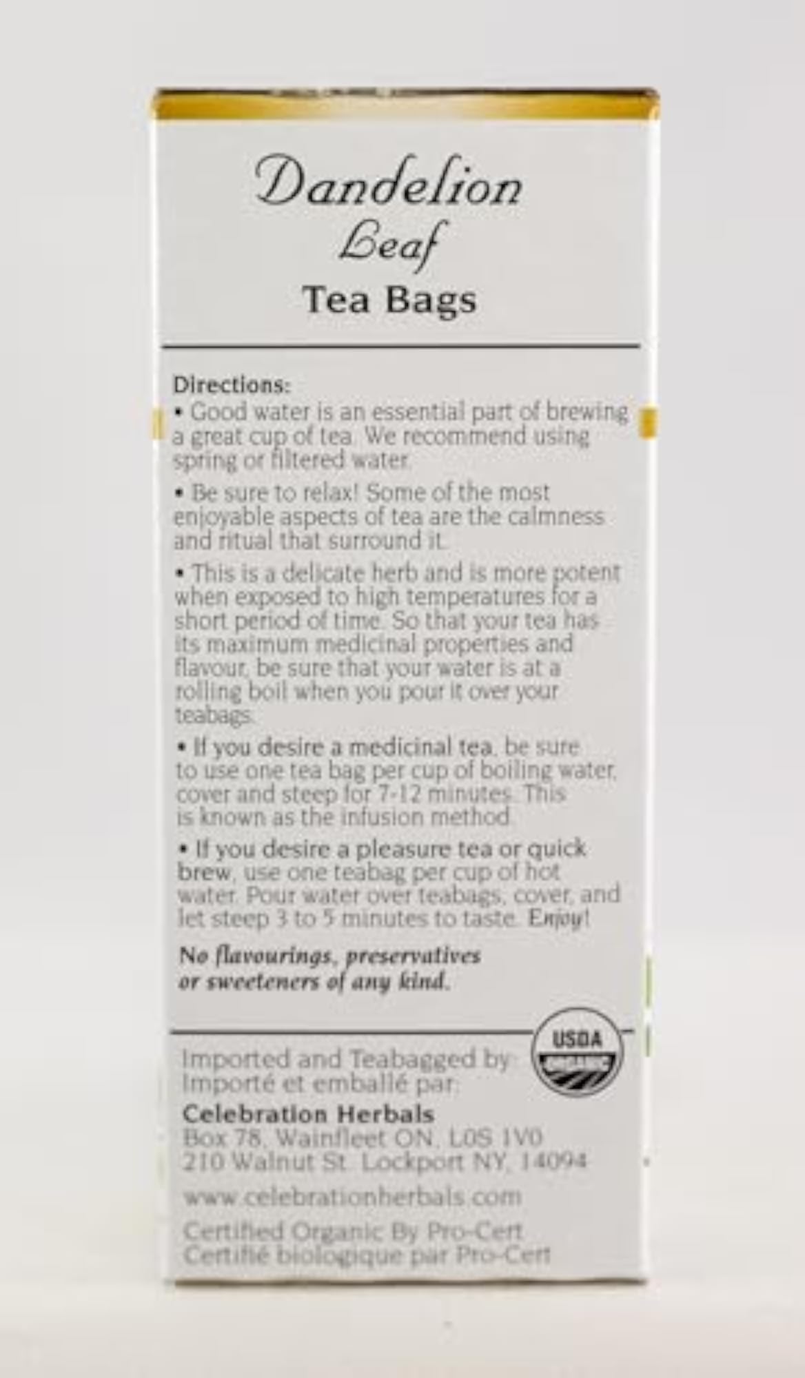 Organic Dandelion Leaf Tea, 24 Herbal Tea Bags