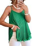 Womens Summer Tank Tops Double-Layer Chiffon Adjustable Spaghetti Strap Cami Top Flowy Blouses Loose