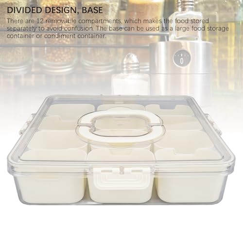 Focket Geteilte Servierschale, 12 Fächer Pet ABS -Snackschale mit Deckel und Handle für Tragbare Snackplatten Süßigkeiten Nüsse