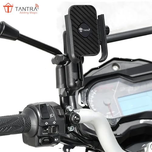 Image of TANTRA S25A Phone Holder - 360 Rotation with U-Bolt Base - Premium Aluminum Alloy - Secure Handlebar Mount for Smartphones