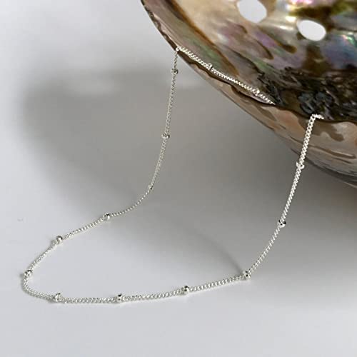 Beriso B-NK-SILVER SATELLITE NECK CHAIN 14K Gold/Silver Plated Choker Necklace For Women Shining Dots Station Gold Chain Necklace Beads Sparkle Chain Necklace Link Chain Exquisite Jewelry thumb #6