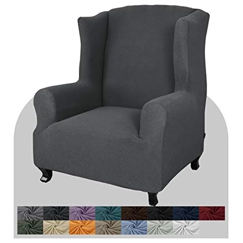 JIVINER Wingback Chair Cover (Wingback Chair, Dark Gray) Cover
