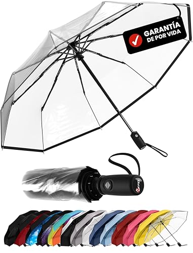 Repel Umbrella Guarda-chuva automático dobrável antivento - guarda-chuva de viagem resistente ao vento, abertura e fecho automático, compacto, durável - estrutura de fibra de vidro resistente