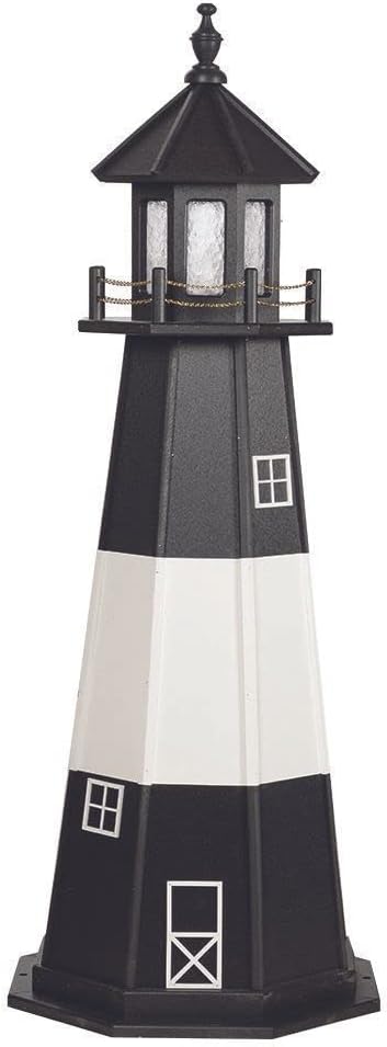 Amish-Made Tybee Island, GA Replica Outdoor Poly Lighthouse with Plug-in 25W Light, 70" Tall