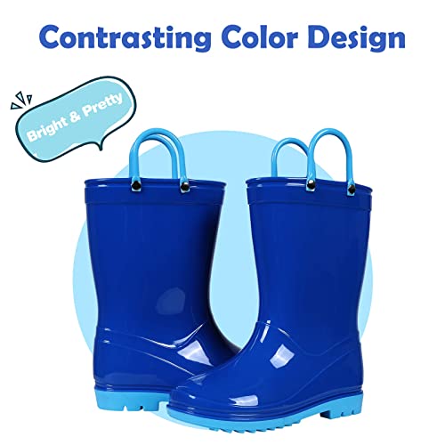 Colorxy Kids Rain Boots for Boys Girls Waterproof Toddler Rain Boots with Easy-On Handles, Royal Blue Size Toddler 9 by Colorxy - Image 2