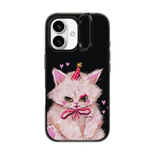 CASETiFY �C���p�N�g �����O�X�^���h MagSafe�Ή� iPhone 16 �P�[�X [�L�b�N�X�^���h / 2m����̗����������N���A (MIL�K�i3�{����) / ���C�����X�[�d�����Magsafe�Ή�] - CLOWN KITTY - �N���A �u