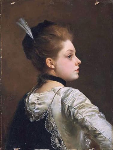 Affiche Toile Portrait d'une dame élégante Gustave Jean Jacquet Decoración 60x90
