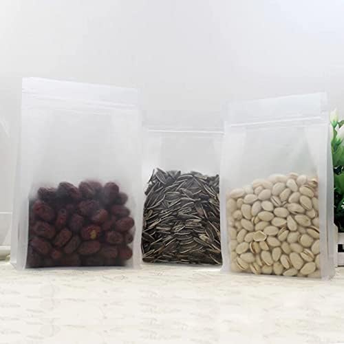 50pcs 3D Stand up Matt Plastic Ziplock Bag Frosted Translucent Coffee Snack Cookie Rice Package Bag Plastic Gift Bag (18x28cm)