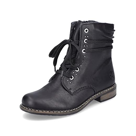 Rieker Femme Bottines 71218, Dame Bottines à Lacets,Bottes,Chukka Boot,Bottes Courtes,Bottes à Lacets,Noir (Schwarz / 00),40 EU / 6.5 UK