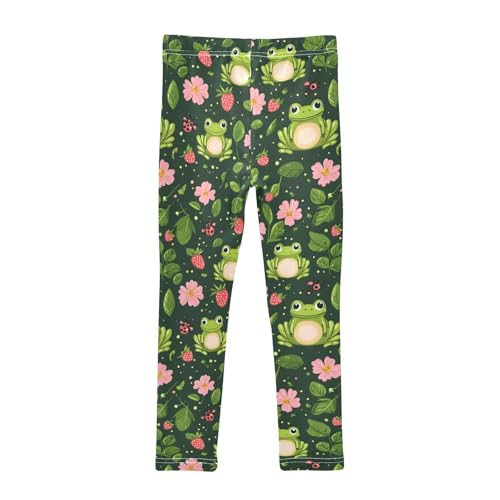 Wusikd Frogs Ladybugs Girls' Leggings Toddler Doodles Pink Strawberry Kids Yoga Pants Dance Active Tights 4T2