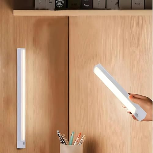 UV ENTERPRISE LED Motion Sensor Light Strip 30cm Wireless Magnetic USB Rechargeable Battery Powered Under Cabinet Lighting for Closet Wardrobe Kitchen...