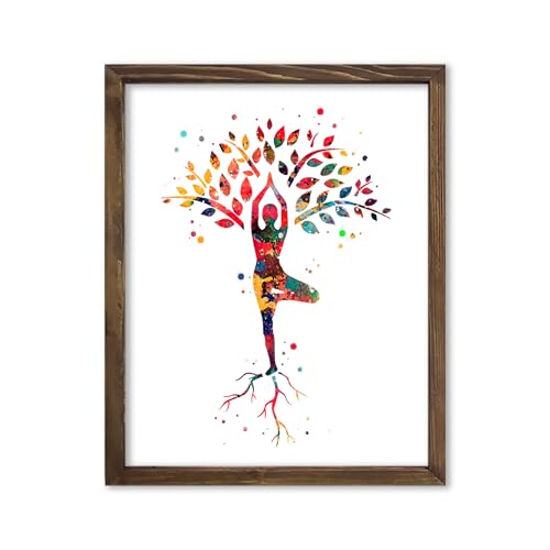 Inspirational Watercolor Yoga Tree Pose Illustration Art Print for Yoga