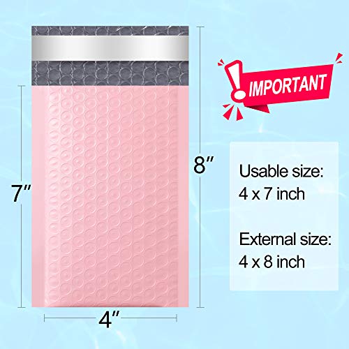 Famagic Bubble Mailers 4X8 Inch 50Pc Light Pink Shipping Bags, Chic Packaging Bags For Small Business, Colored Padded Mailing Envelopes, Opaque Matte Self Seal Bubble Poly Mailers Bulk #000 #TOP1
