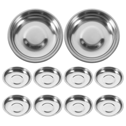 Miibiscolit Stainless Steel Mini Appetizer Plates, Set of 10, Round Dipping Bowls for Sauces