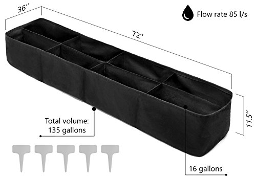 Kenley Large Raised Garden Bed - 135 Gallon Flower Or Vegetable Grow Bag For Gardening - Non-Toxic Fabric Planter Beds With Plant Tags #TOP1