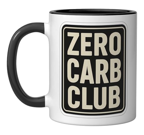 Zero Carb Club Keto Ketogenic Diet Carnivore Meat Lover Joke Ceramic Mug, Black/White
