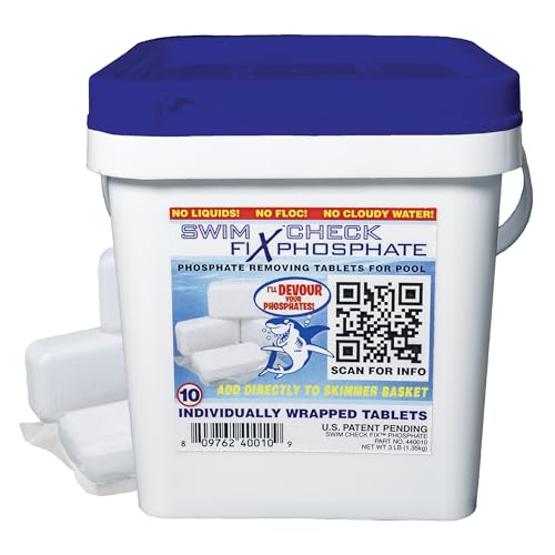Swim Check Fix Phosphate Remover Tablets 10 Count | Time-Release Tabs for Pool Phosphate Removal | Clear Water Solution for Saltwater & Freshwater Pools | Easy Skimmer Application No Cloudiness