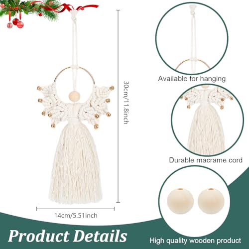 ORIGACH Conjunto de 3 kit de macramê de anjo faça você mesmo, kit de anjo de macramê boêmio, enfeite