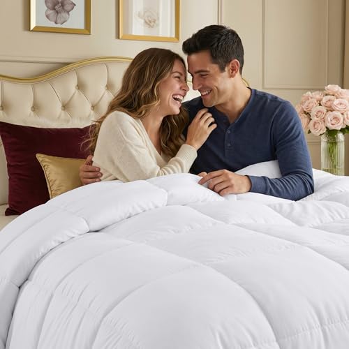 Image of Utopia Bedding Down Alternative Comforter (White, Queen) - All Season Comforter - Hypoallergenic Plush Siliconized Fiberfill Duvet Insert - Box Stitched