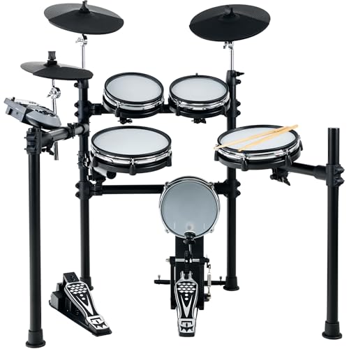 XDrum DD-530 Batería Electrónica con 3 pads de platillos, 4 pads mesh, 1 pad bombo, rack, 45 kits, 455 sonidos y modo aprendizaje con pistas play-along. Color negro.