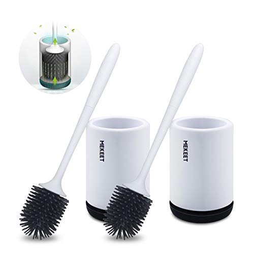MEKEET Toilet Brush and Holder Set Compact Toilet Bowl Brush Set for Bathroom Cleaning Upgrade 2020-2 Pack…