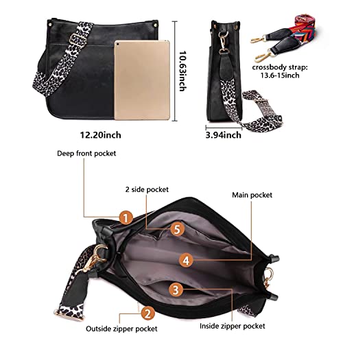 Auyoco Vegan Leather Crossbody Bags For Women, Crossbody Purse With 2 Guitar Straps Zipped Pockets Handbag Shoulder Bag #TOP1