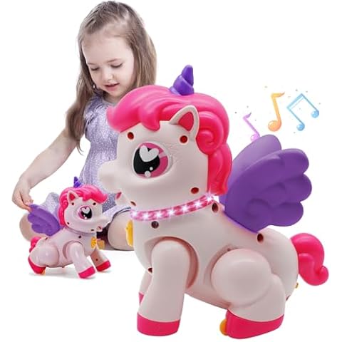HAPTIME Unicorn Toys for Girls, Unicorn Gifts for 2 3 4 5 6 Year Old Girls, Interactive Kids Toys w/Music and Light, Toys for Ages 2-4 Girls Toddler Christmas Stocking Stuffers Cover