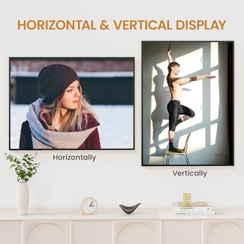 Image of 20x27 Aluminum Metal Picture Frame,Tempered Glass Black Large 20 x 27 Poster Frame for Puzzles Photos or Artwork to Wall Mount Horizontal or Vertical for Decor House,Office,Hotel