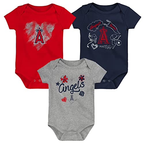 Image of Outerstuff MLB Newborn & Infants Girls 0-24 Months Batter Up 3 Piece Onesie Creeper Romper Set