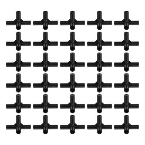 CONGARTENO 30pcs Black Plastic 4-Way Pipe Connectors for 8mm Closet Racks