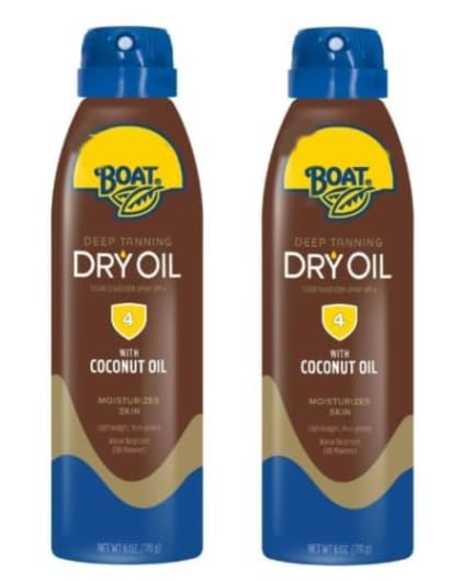 Bananas Boat Deep Tanning Dry Oil Clear Spray Sunscreen SPF-4 Lightweight Non-Greasy 6 fl oz 2 Pack