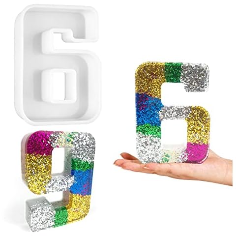 Resin Number Silicone Molds, 0-9 Large Numeric Sign Mold for Crystal Digit Figure LED Art Decor, Home Party Holiday Decorations(Number 6 or 9) Cover