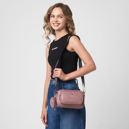 Image of Caprese Jena Medium Sling Bag for Women with Adjustable Strap & Detachable Pouch for Comfortable Wear | Zipper Closure | Versatile Handbag for Everyday Use, Travel, and Special Occasions