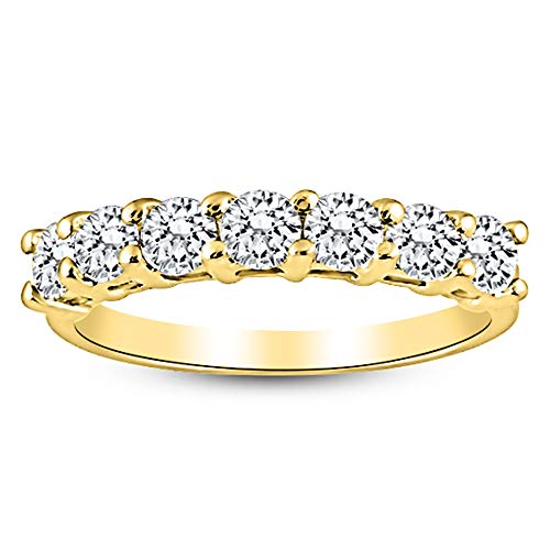1/2 Carat 14K White Gold Round 7-Stone Diamond Wedding Anniversary Stackable Ring Band Value Collection