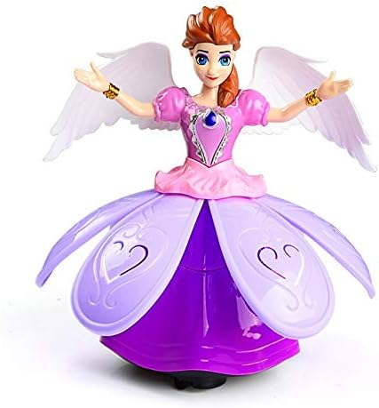 VGRASSP Dancing Miracle Princess Toy Doll with Wings Interactive Revolving Cute Doll Colorful LED Lights and Music for Girls (Design 2)