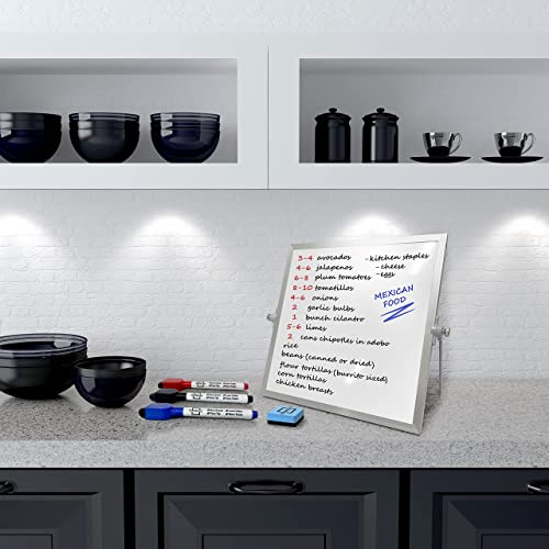 Small White Board With Stand Dry Erase Magnetic Desktop Board, 10X10 Inch Portable Double-Sided Easel Standing Whiteboard Table Set With 3 Markers & Eraser Included #TOP1