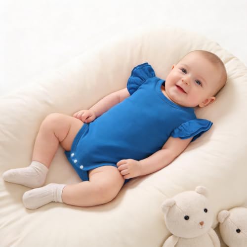 Image of LYSMuch Toddler Baby Girls T Shirt Ruffle Sleeveless Kids Cotton Tshirt Solid Color Blouse